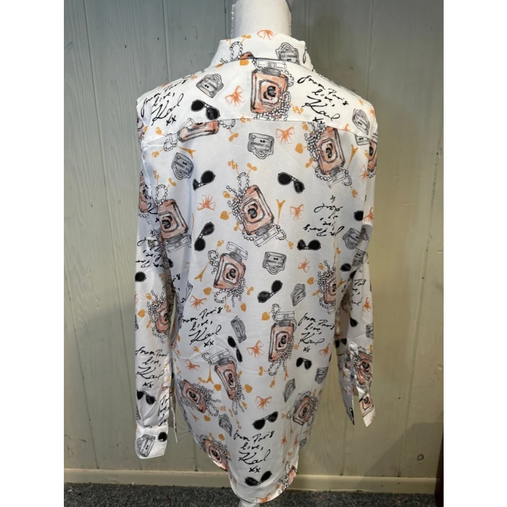 Karl Lagerfeld Paris Long Sleeve Blouse, Size L - Picture 4 of 10